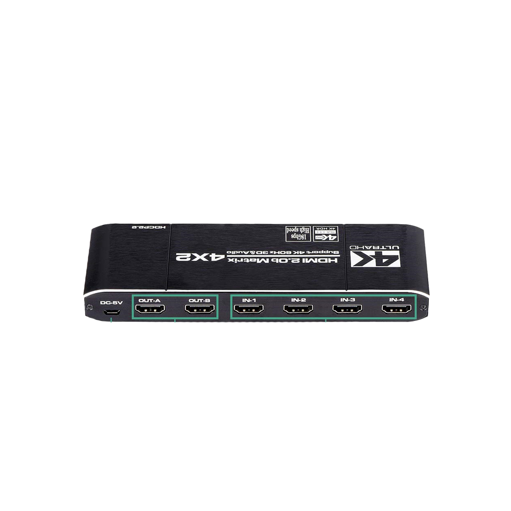4X2 HDMI 2.0 MATRIX WITH DUAL AUDIO 4K60Hz