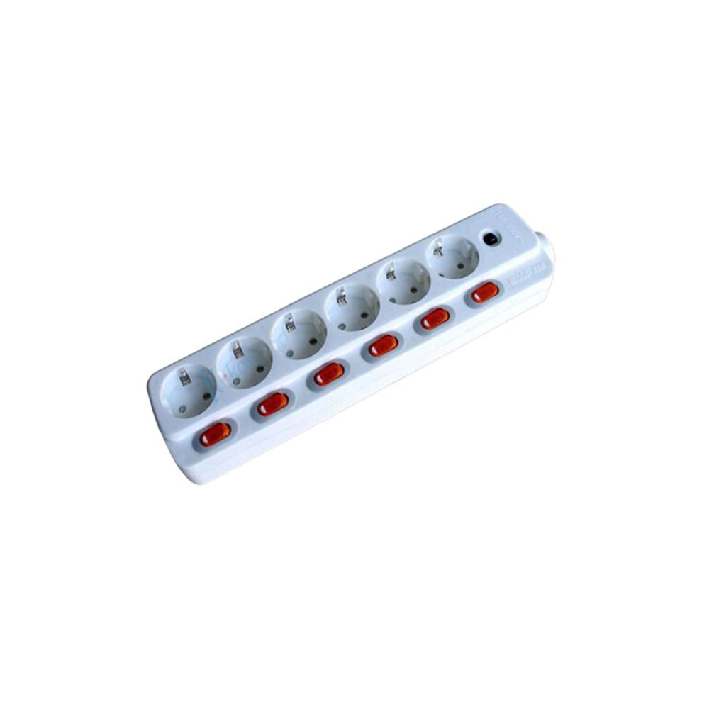 Socket with independent switch 6 ways