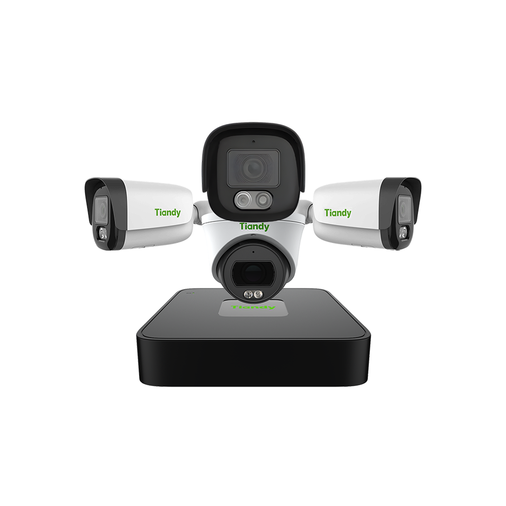 Комплет од 4 камери од 4 MP (1 NVR, 3 надворешни камери, 1 внатрешна камера)